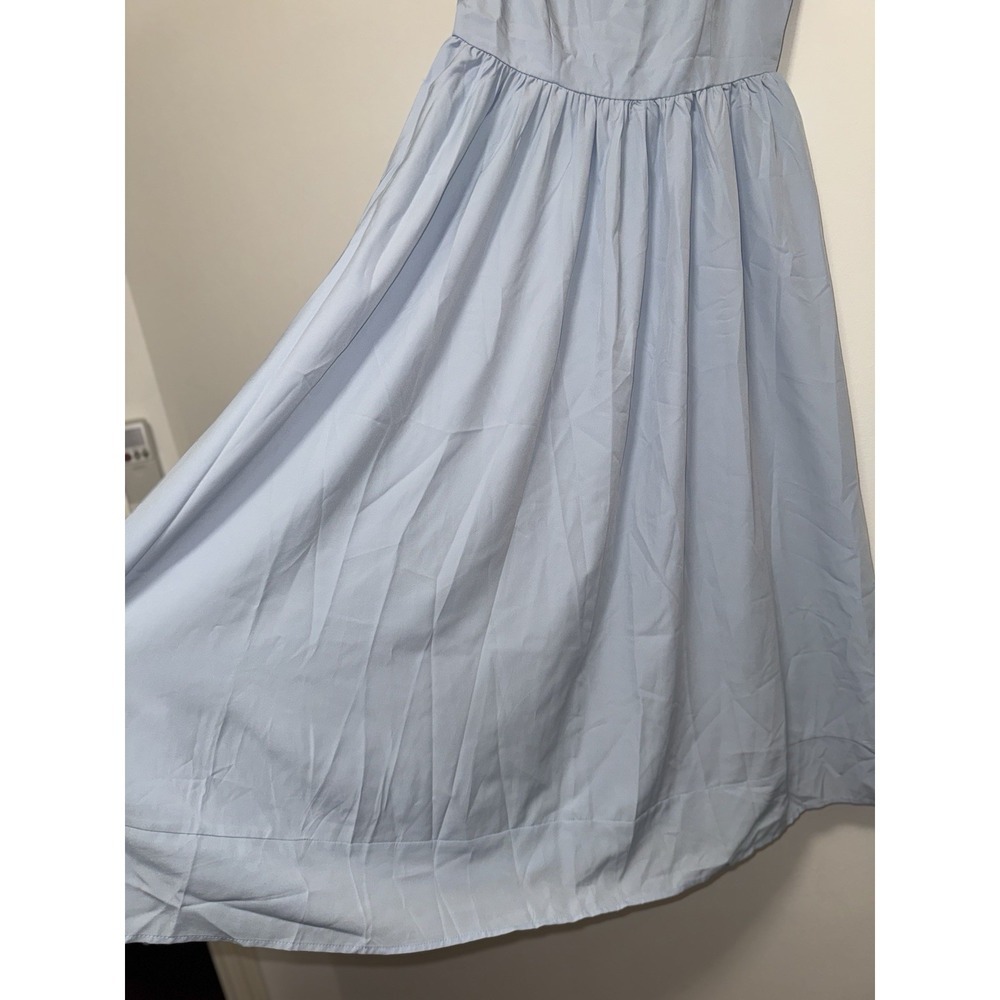 Women Spaghetti Strap Sleeveless High Waist Ruffle A-line Cotton Poplin (L/XL) - Picture 5 of 9